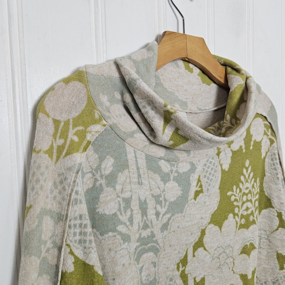 Anthro Saturday Sunday Green Floral Draped Neck Petite Dress SP Boho - Picture 6 of 15